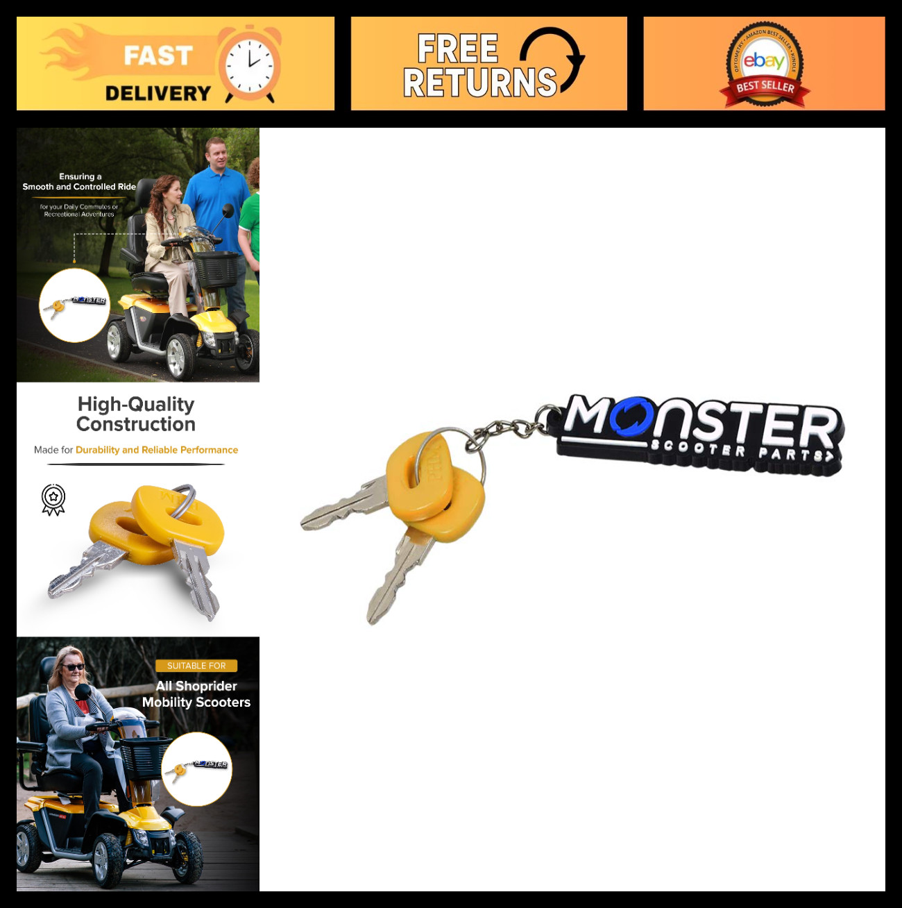 Replacement Keys for Mobility Scooters - Set of 2 for Shoprider Models, Electric