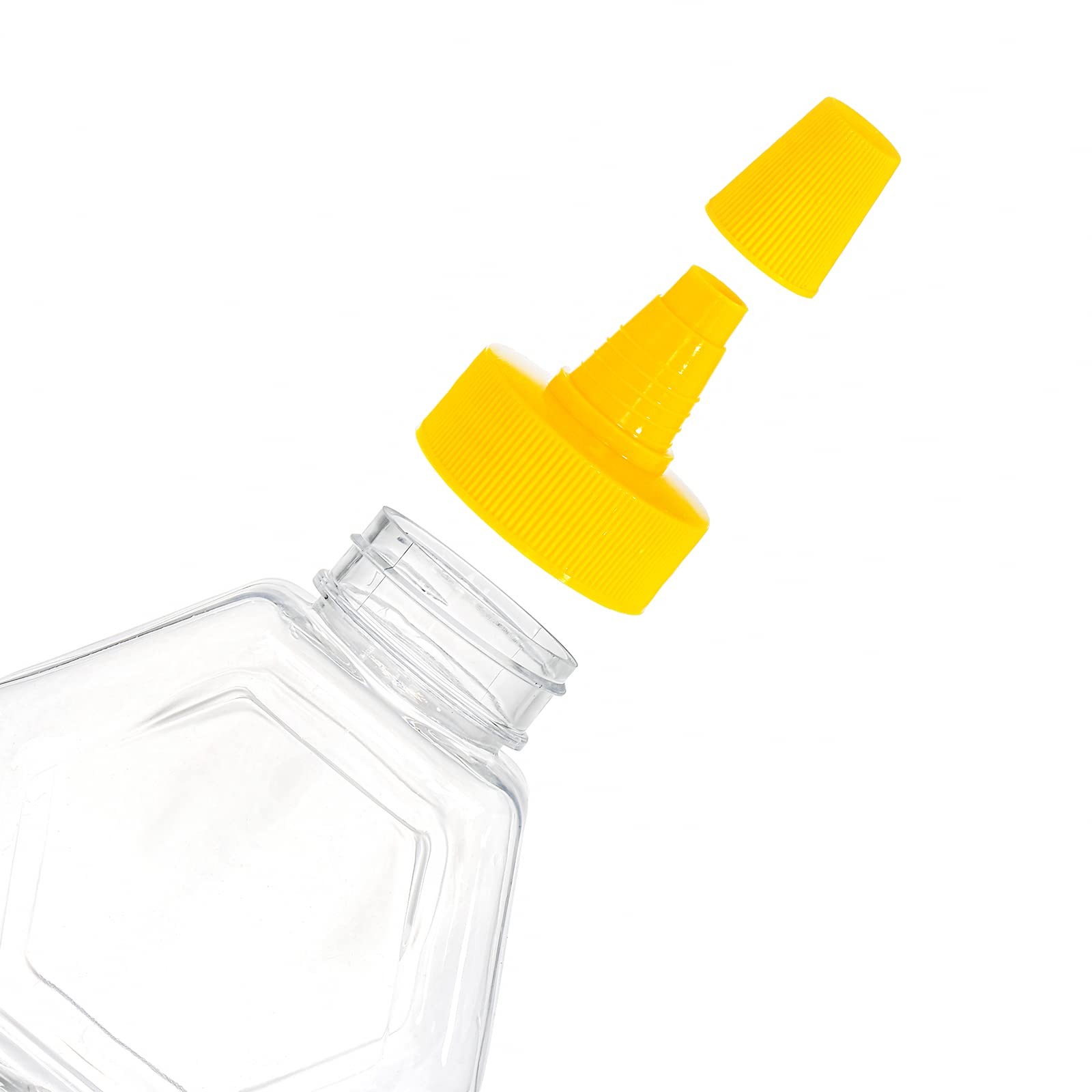 Elsjoy 16 Pack Plastic Honey Bottle Jars, 7 Oz Squeeze Bottles Empty Clear