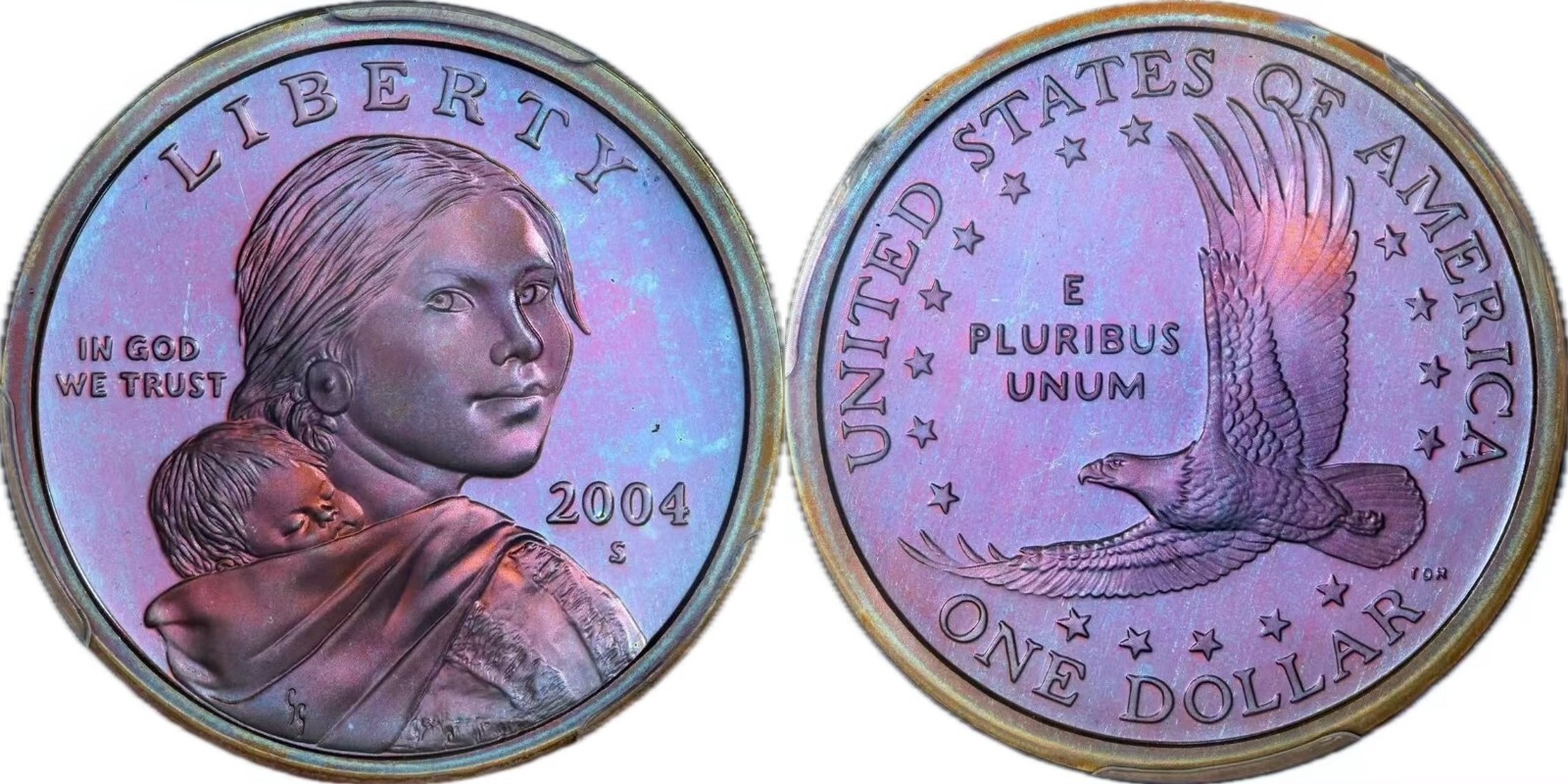 US011 2004-S Sacagawea Dollar PCGS Proof-68 DCAM. Nicely toned