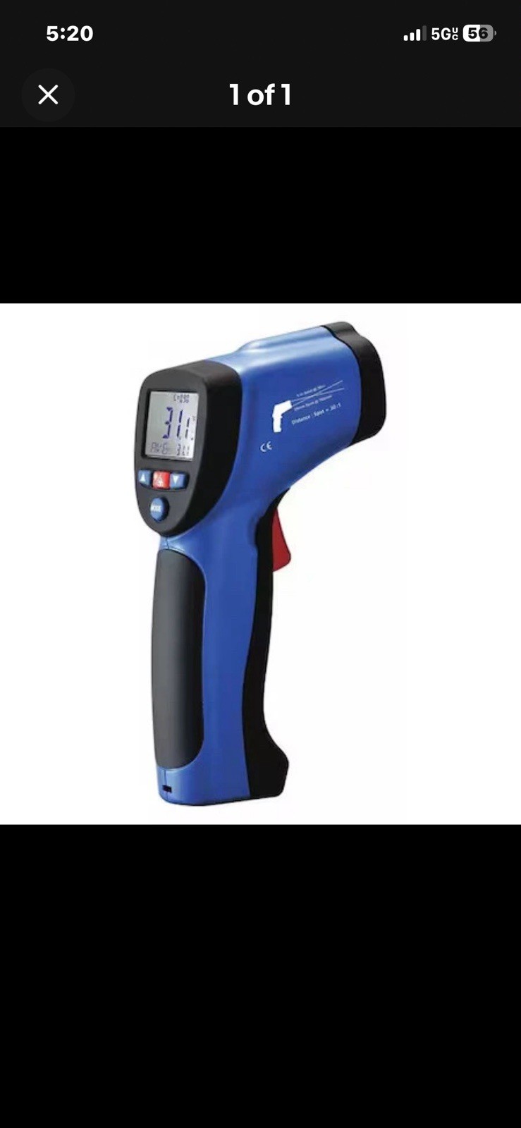 WESTWARD Infrared Thermometer 54TZ29A -58F To 1000F / Field of View 10:1