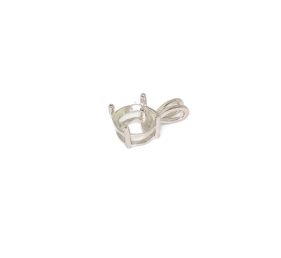 Round 4 Prong Split Bail Sterling Silver Basket Setting