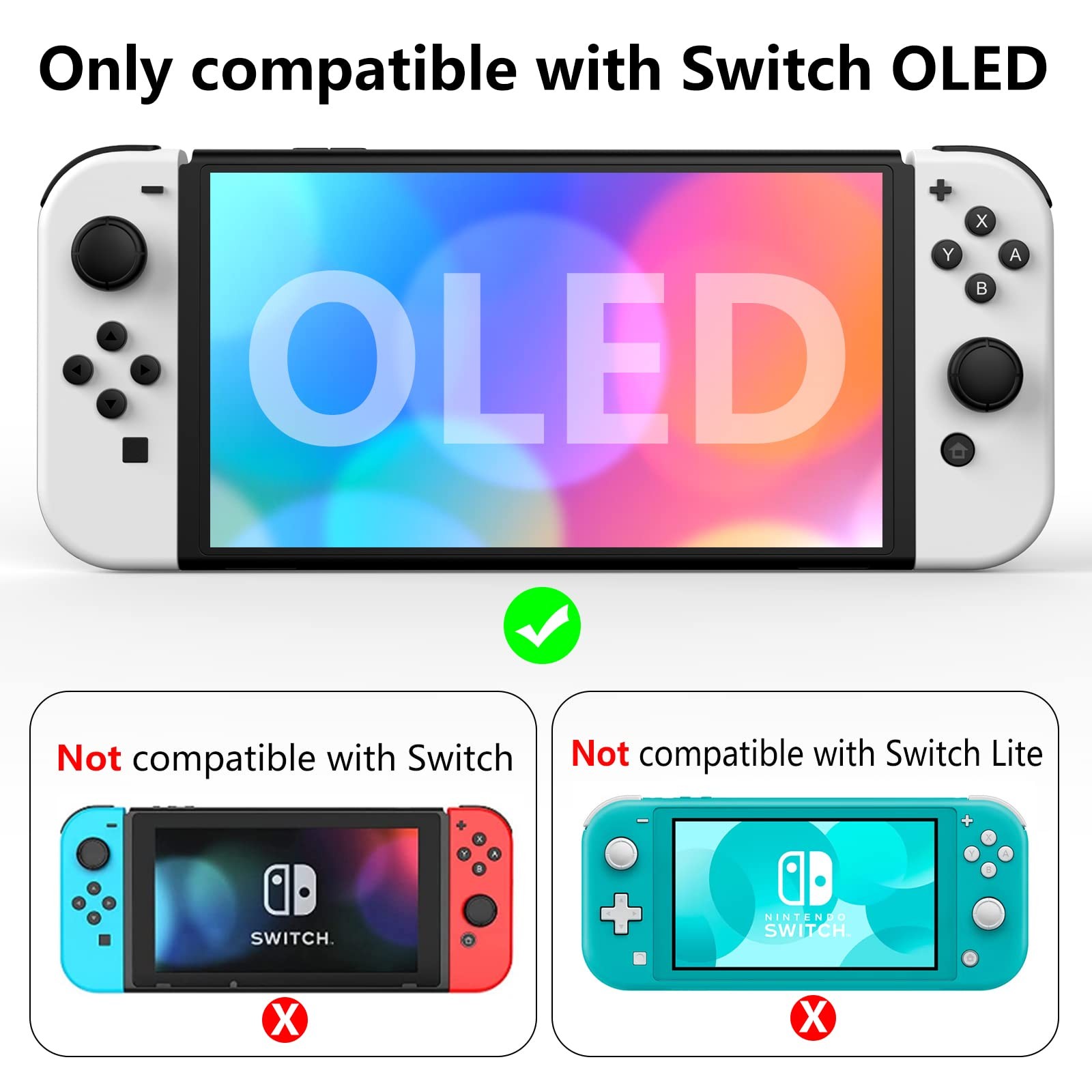 HEYSTOP Switch OLED Case for Nintendo Model, Dockable Cover Black
