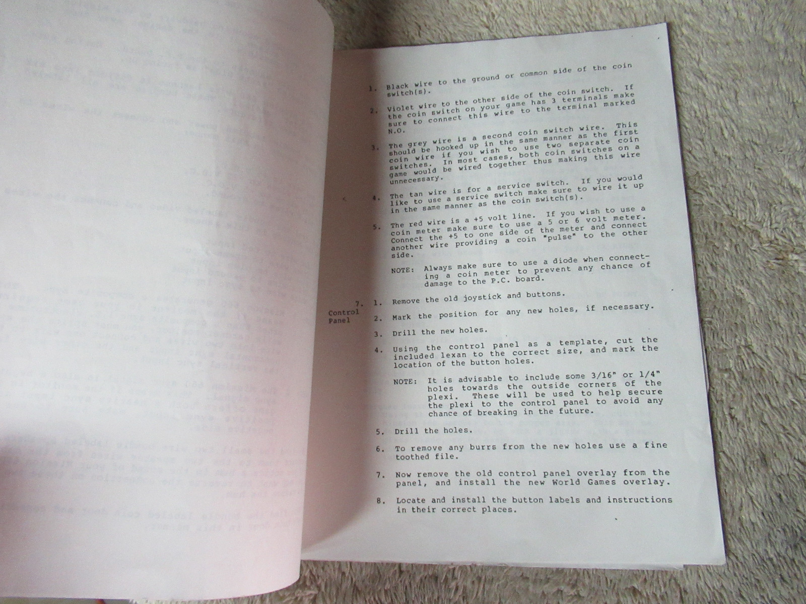 MISSION 660 WORLD GAMES arcade game manual