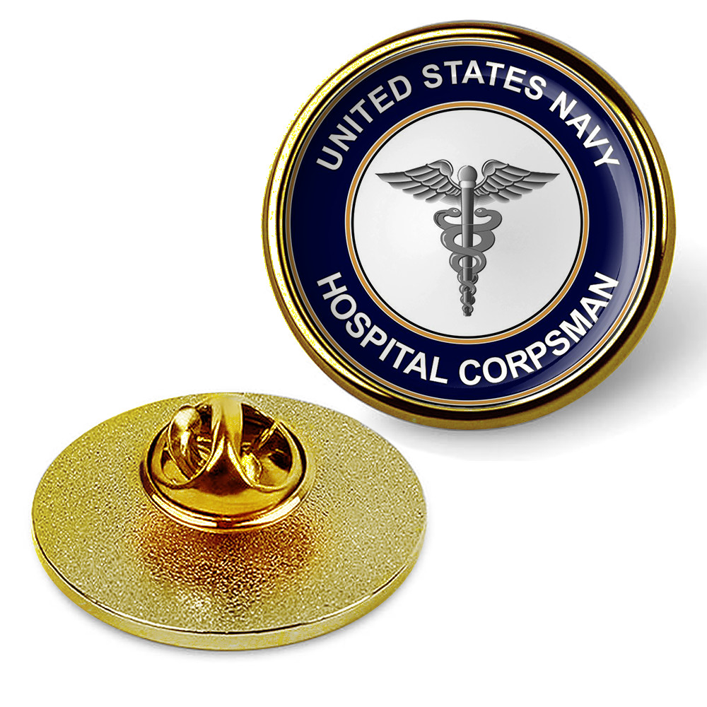 U.S. Navy Hospital Corpsman Tie Tac, Hat Pin, Badge, Military Lapel Pin - Gold