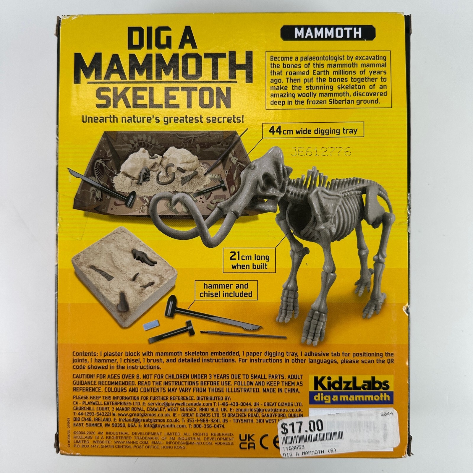 Dig a Mammoth Skeleton KidzLabs 4M NEW in Box