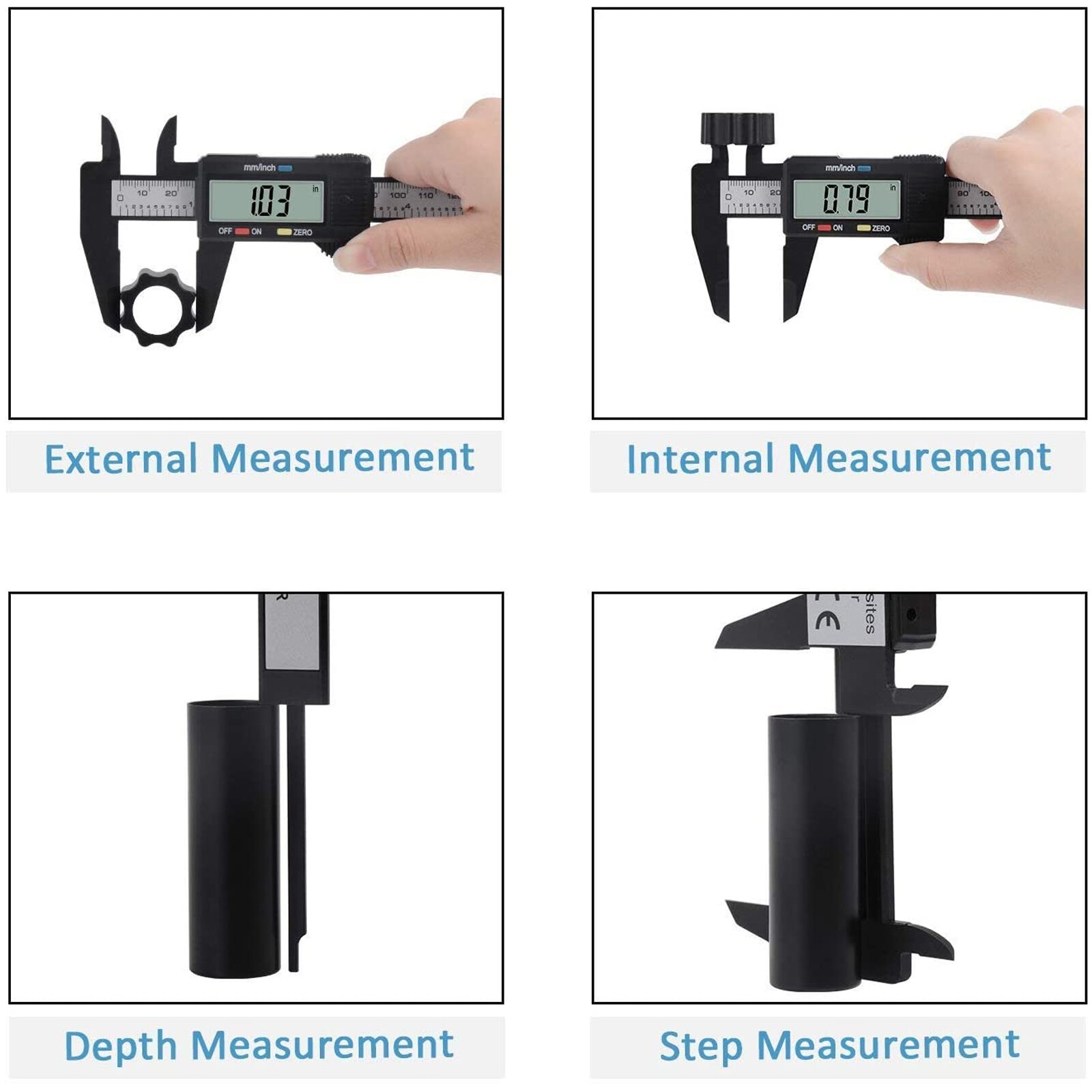 0-6" Calipers Measuring Tool Electronic Micrometer Caliper LCD Screen Auto-Off