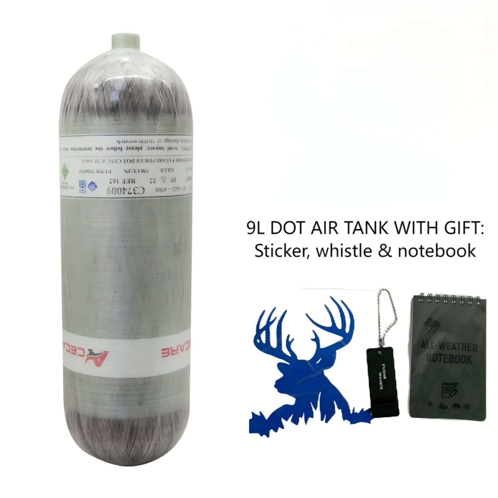Acecare 9L dot PCP Air Tank 4500 psi 97CF Carbon Fiber Tank M18X1.5 w/ gifts