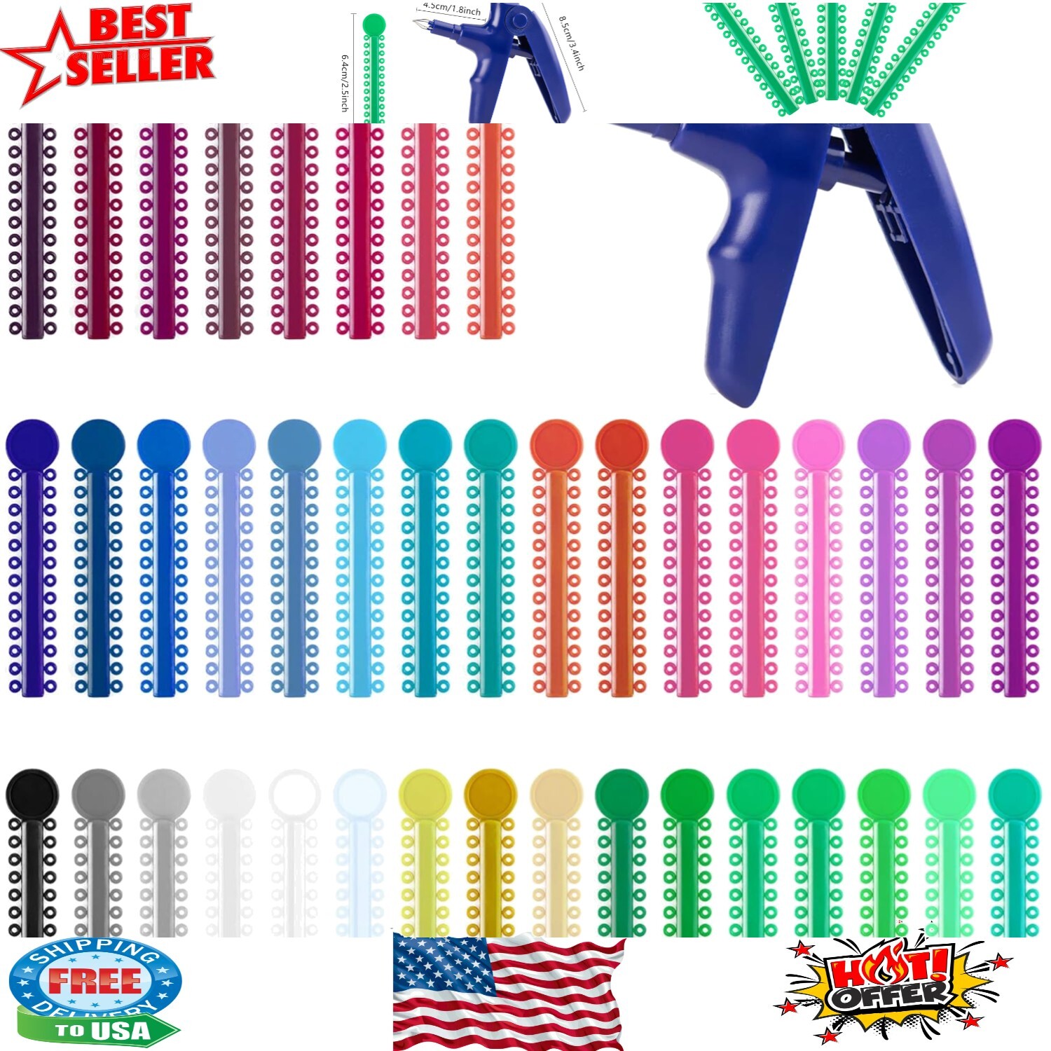 Hypoallergenic 1040 Pcs Orthodontic Ligature Ties with Ergonomic Application Gun