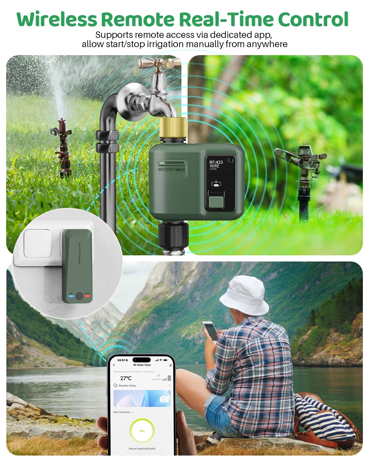 Shrivee Wifi Water Timer For Garden Hose 2 Pc Smart Sprinkler Controller 984Ft