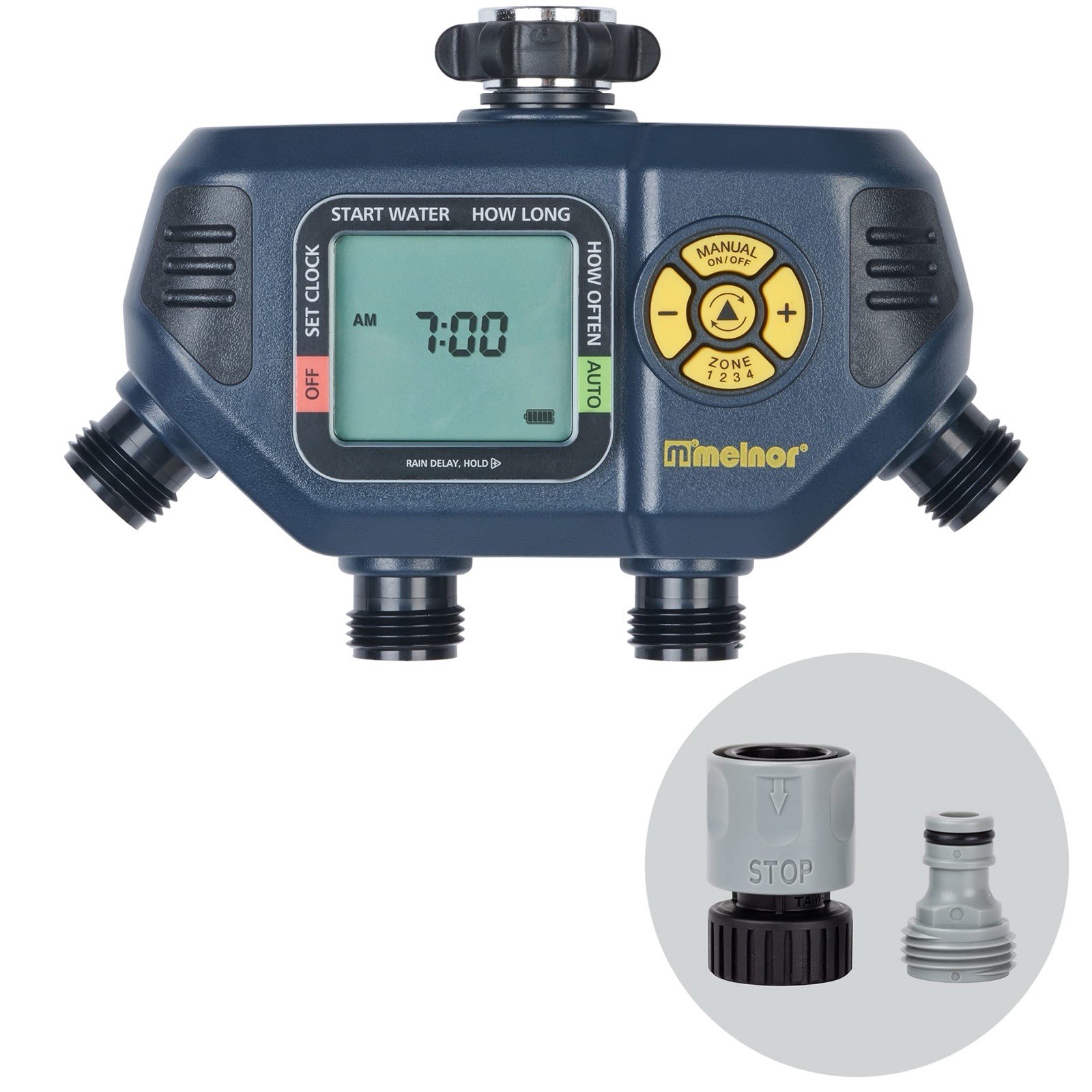 Melnor 65140Amz 4 Zone Digital Timer Black Yellow