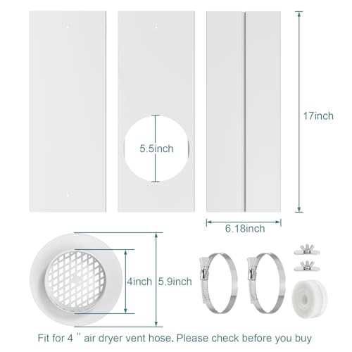 Dryer Vent Window Kit, 4" Window Vent Kit for Dryer Dryer Window Vent Panel Kit