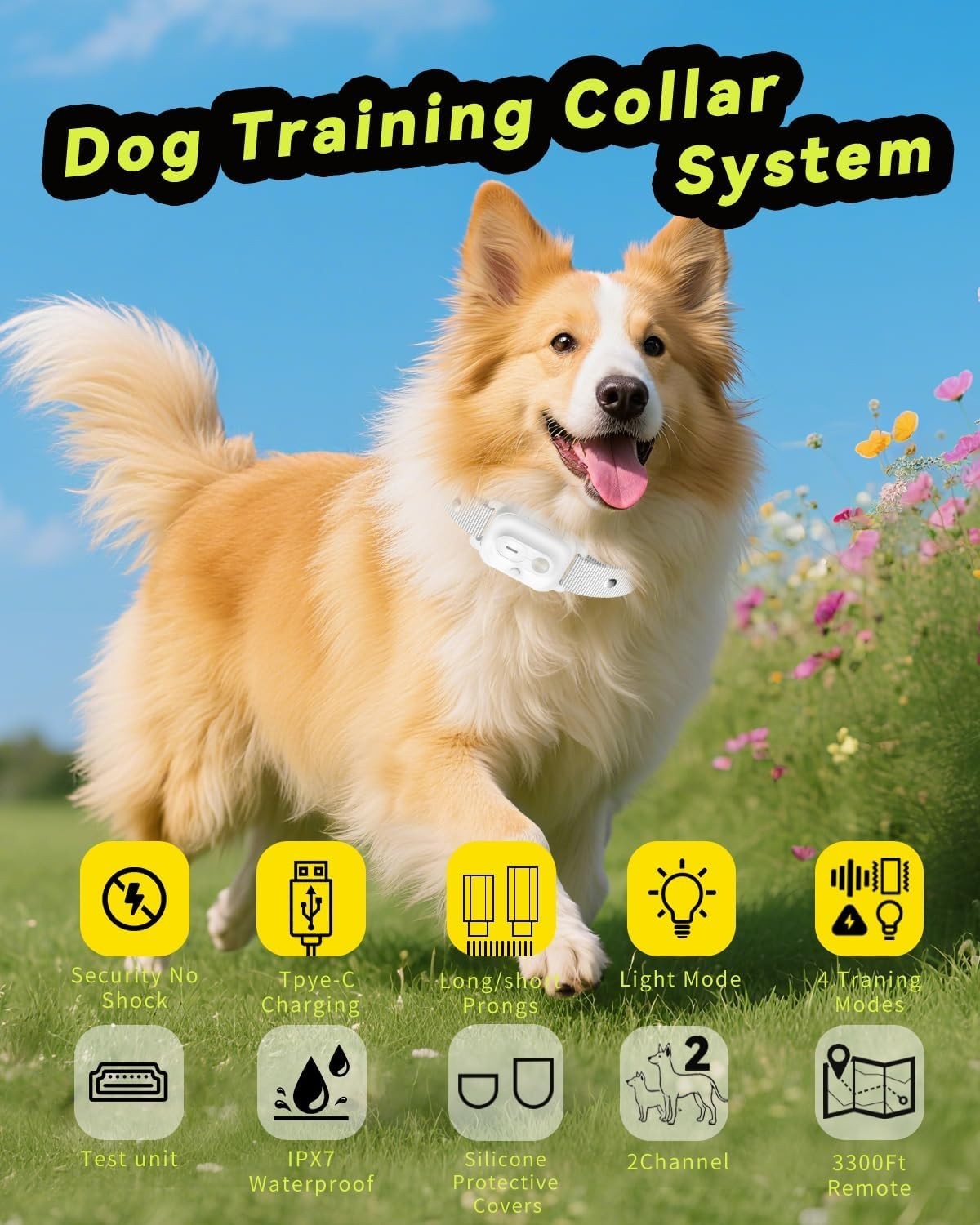 Professional Dog Training Collar with Remote & 3300FT Range - Waterproof & LED
