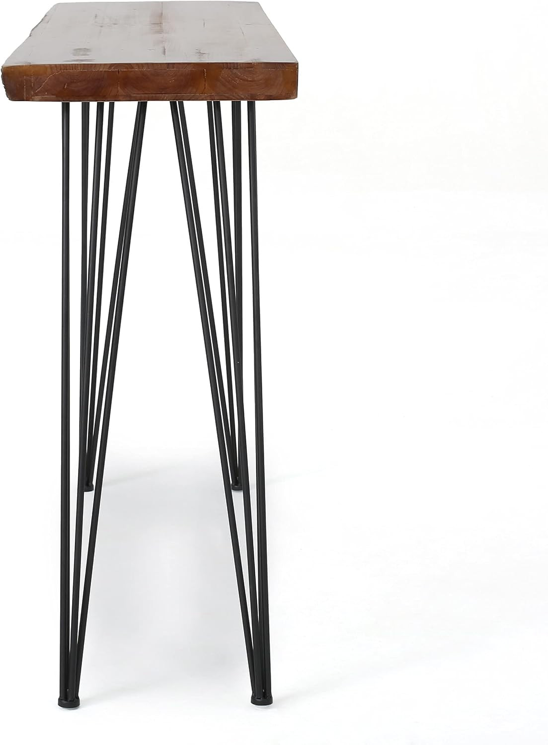 Chana Industrial Faux Live Edge Rectangular Bar Table, Natural / Black