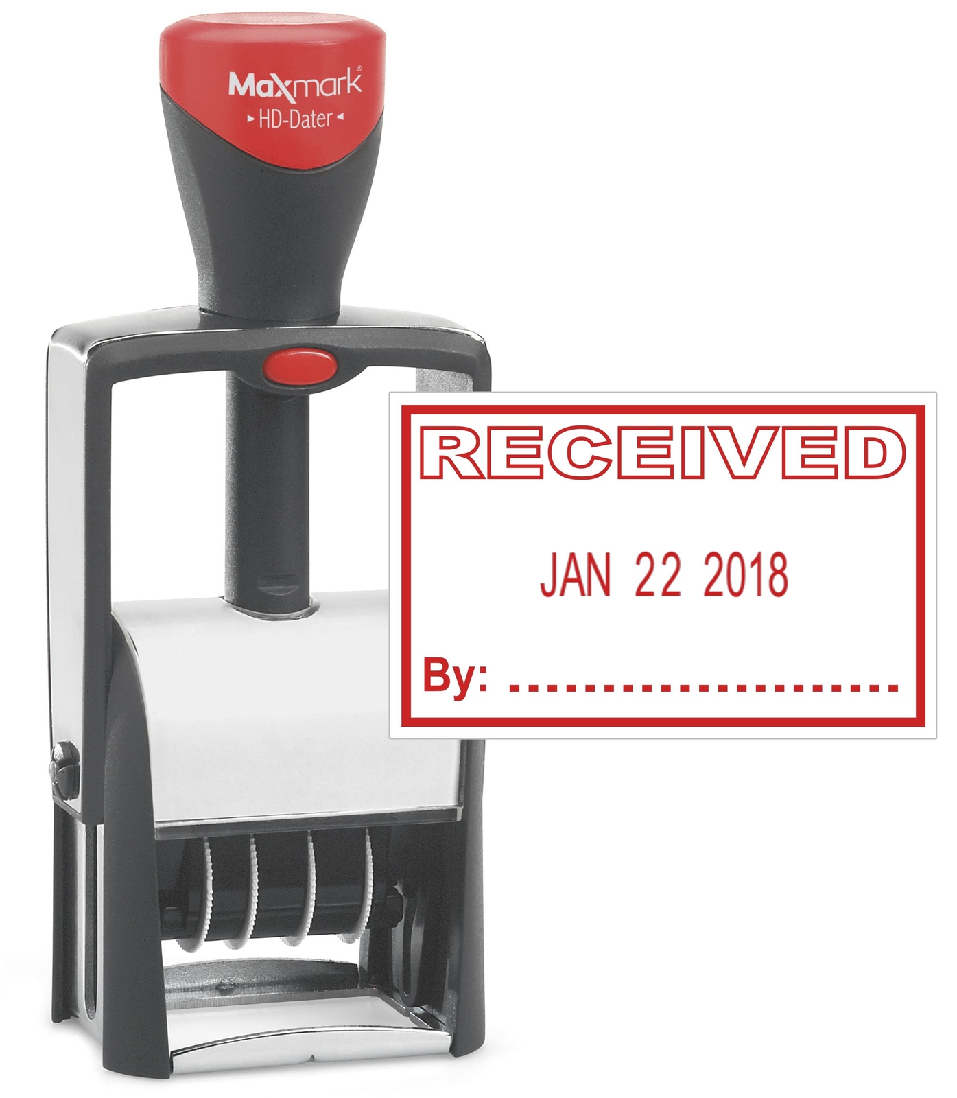Heavy Duty Self Inking Date Stamp RECEIVED Phrase Red Ink