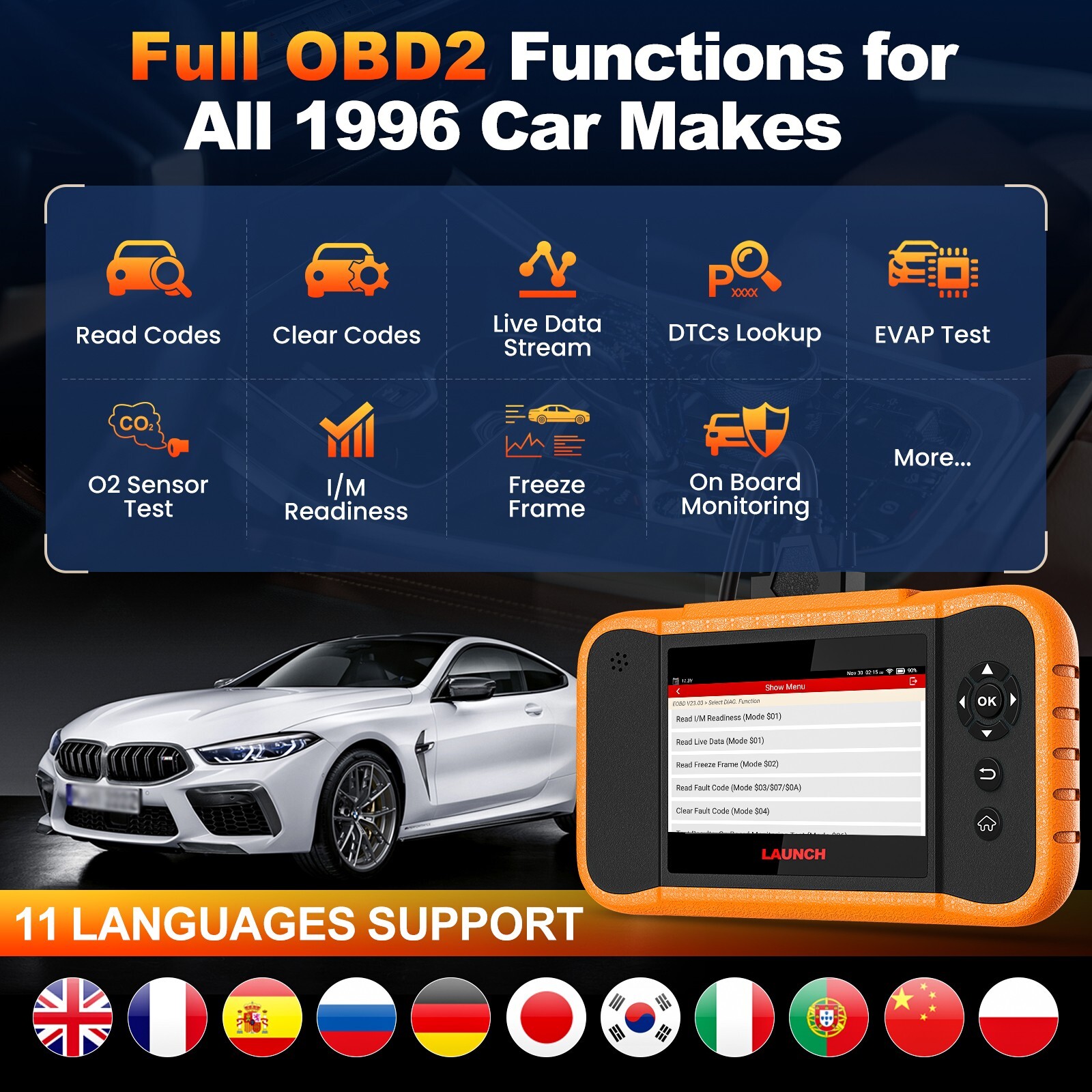 LAUNCH X431 Creader Elite 2.0 FGC Coding Scanner Diagnostic for Ford/GM/Chevy