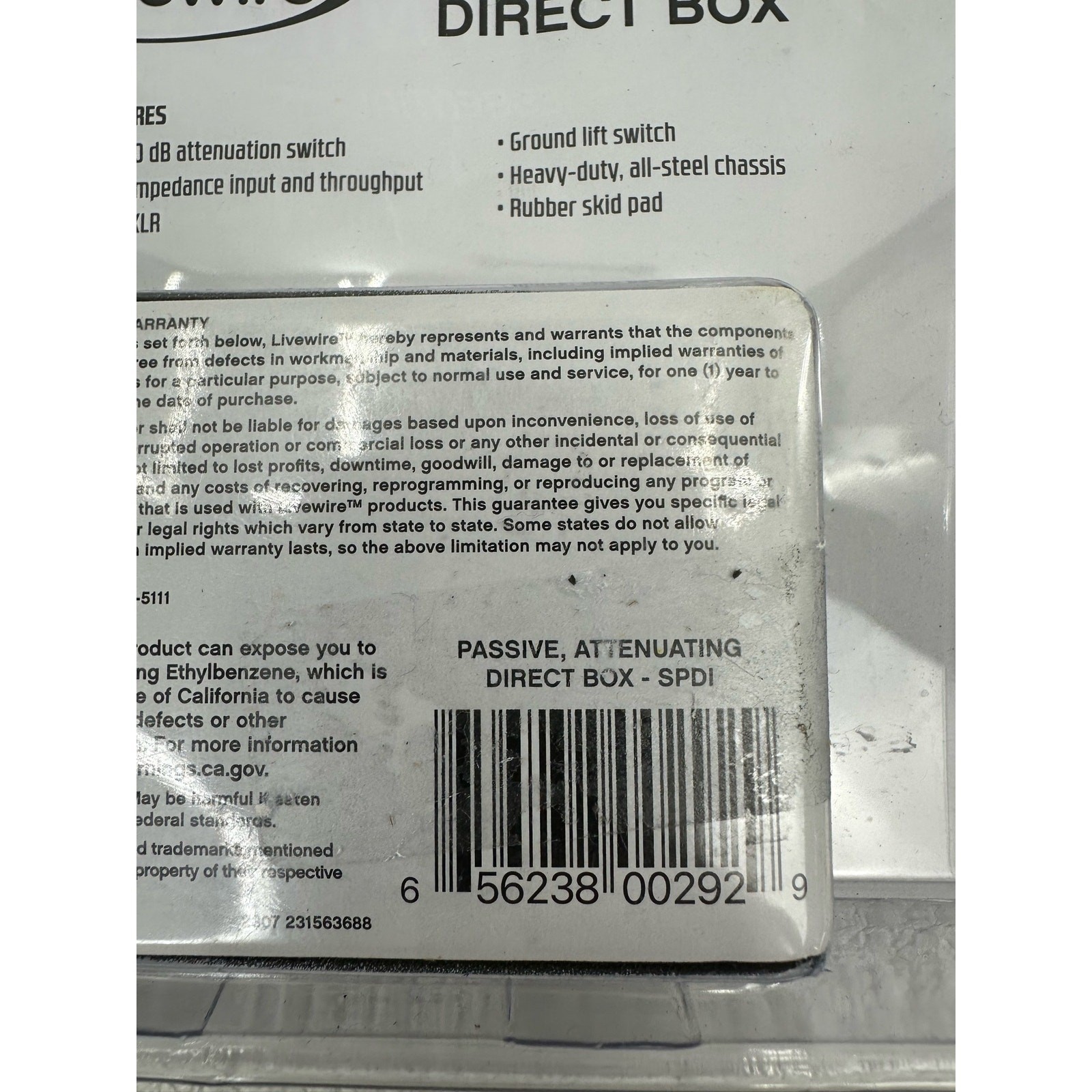 Livewire SPDI Passive Direct Box with Attenuation Pad