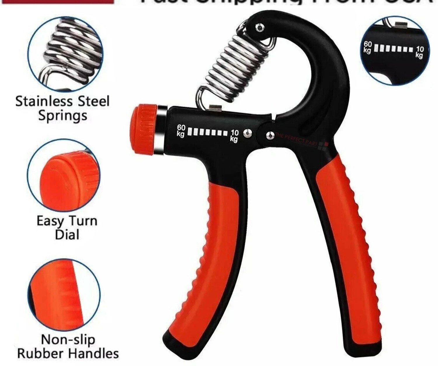 Hand Grip Strength Power Trainer Gripper Strengthener Adjustable Gym Exerciser