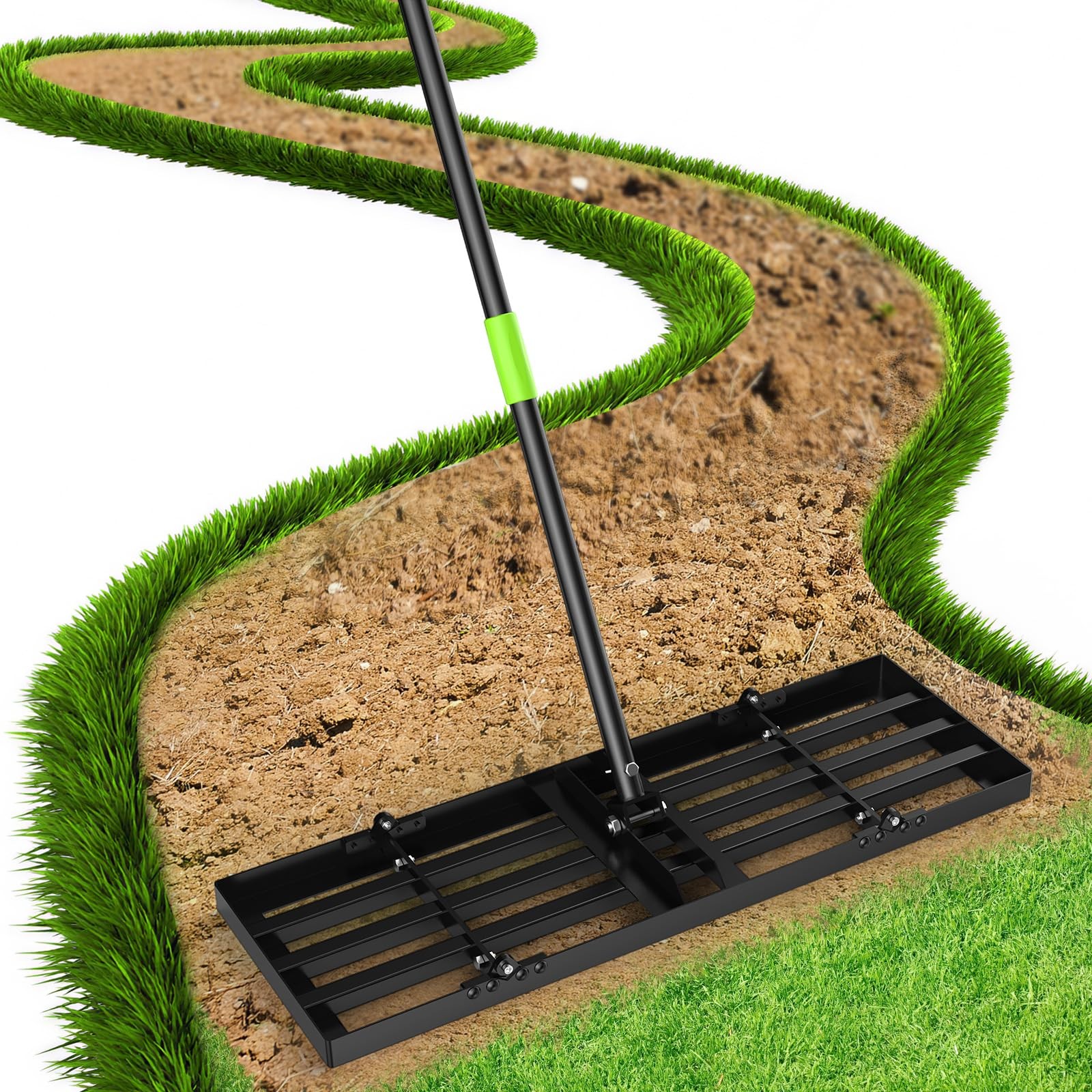 30x10 Inch Lawn Leveling Rake Heavy Duty Adjustable Handle Yard Tool – Reinfo...