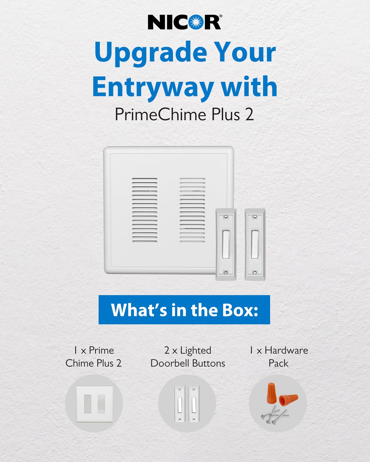 PrimeChime Plus 2 Doorbell Kit - Doorbells for Home - Includes Selectable Rin...