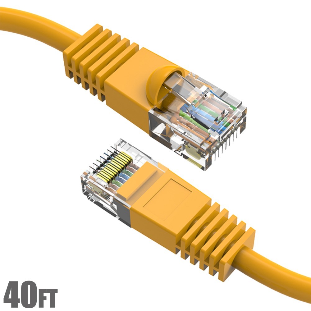 40FT Cat5E RJ45 Network LAN Ethernet Patch Cable UTP Copper Wire 24AWG Yellow