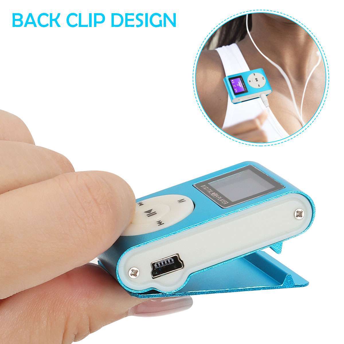 Mini MP3 Music Player With Digital LCD Screen Mini Clip Support 32GB Micro SD