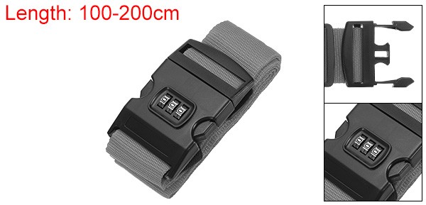 Luggage Straps with Combination Lock TSA Approved Gray