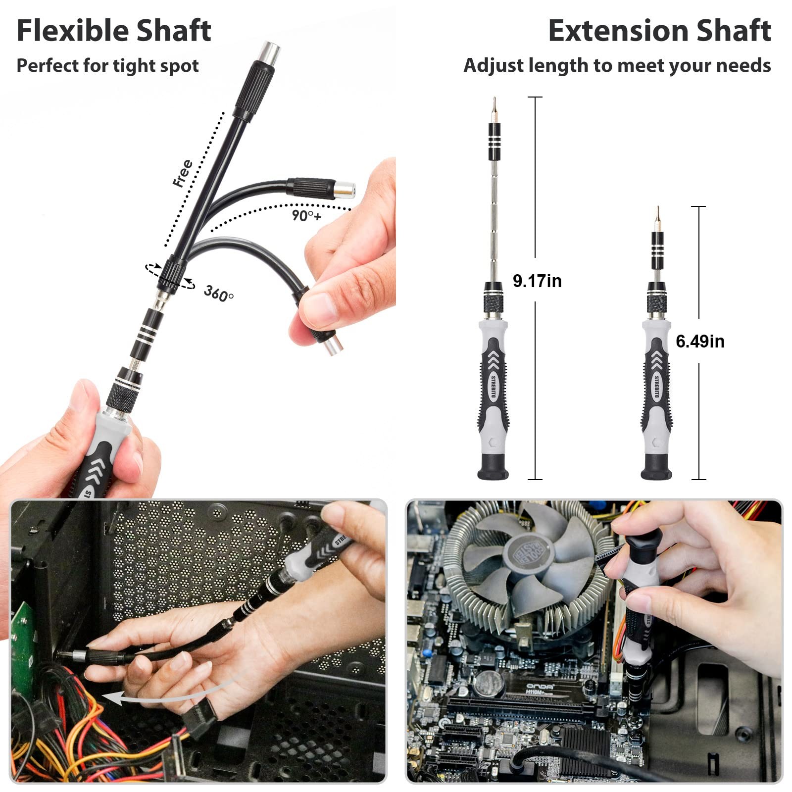 STREBITO Precision Screwdriver Set 142-Piece Computer Tool Kit Magnetic Grey