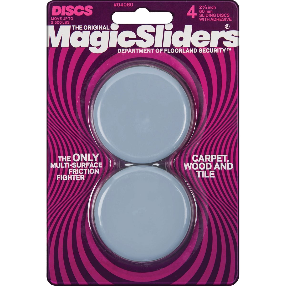Magic Sliders 2-3/8 In. Round Adhesive Furniture Glide,(4-Pack) 04060 Magic