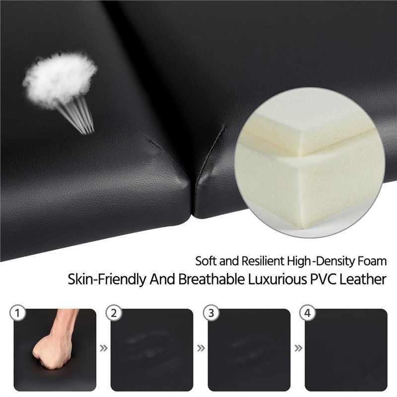 Foldable Portable Massage Table Adjustable Aluminum Legs W/ Armrests & Headrest
