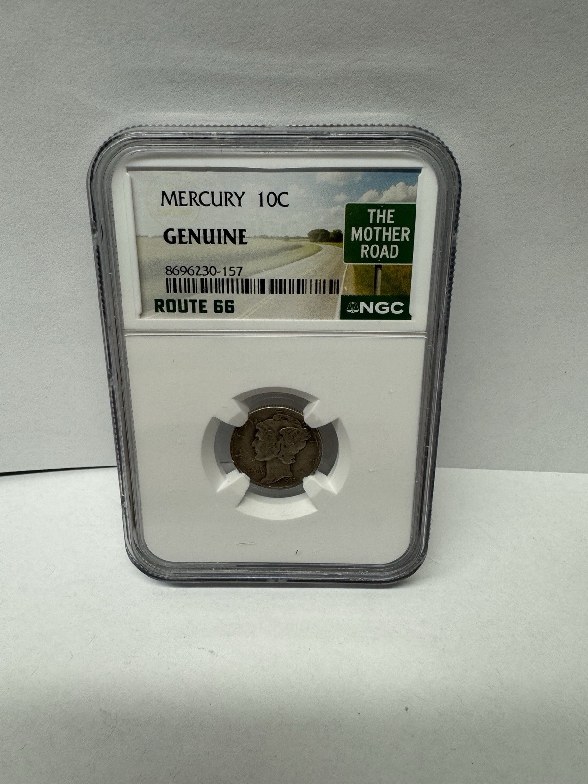 1937 D Mercury Dime 10C NGC Genuine Graded Route 66 Edition “The Mother Road”