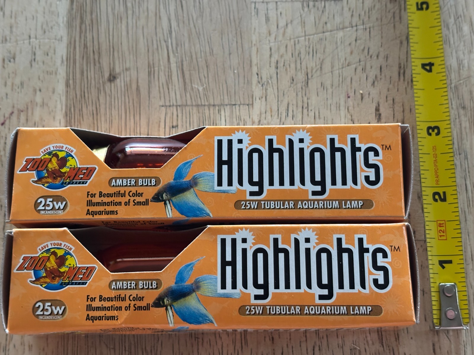 Zoo Med Highlights - Tubular Aquarium Lamp Amber - 25W - Lot of 2 - #HL-A25