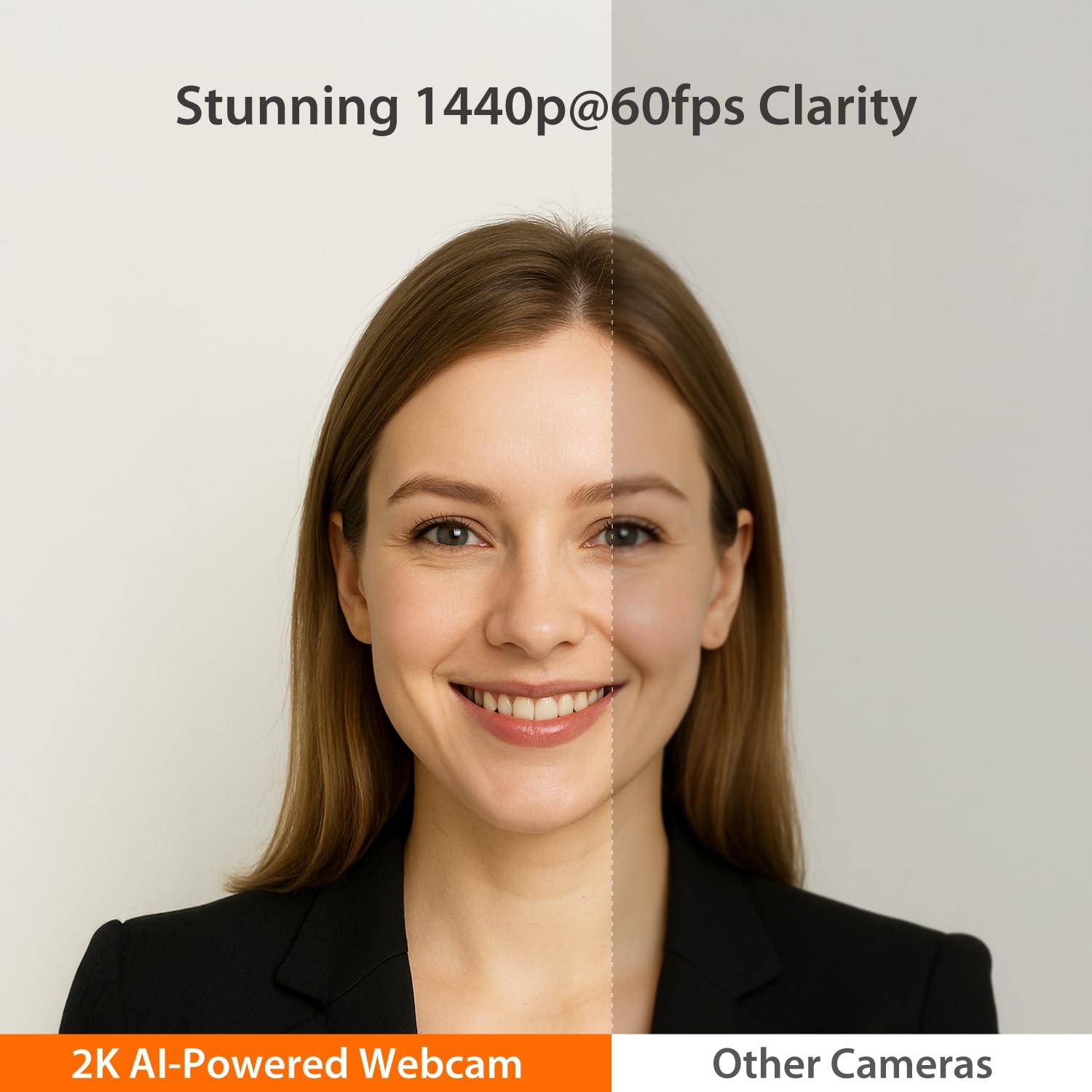 2K@60FPS AI Webcam with AI Framing, Auto-Focus,
