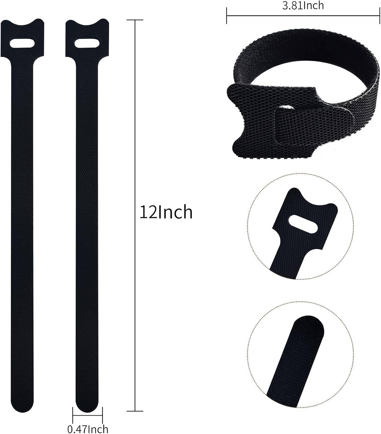 100 PCS 12 Inches Black Reusable Cable Ties,Multi-purpose Adjustable Cord