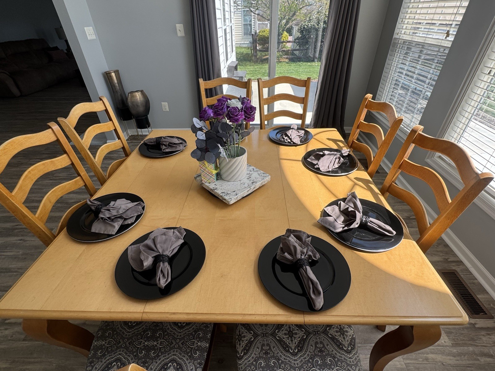 7-Piece Rectangular Wood Dining Set: Table + 6 Chairs, Brown Medium Tone