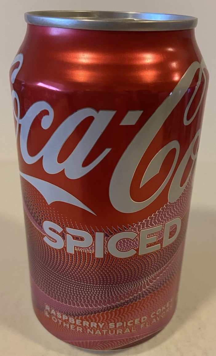 12 oz. COKE SODA CAN ( SPICED )EMPTY BOTTOM OPENED