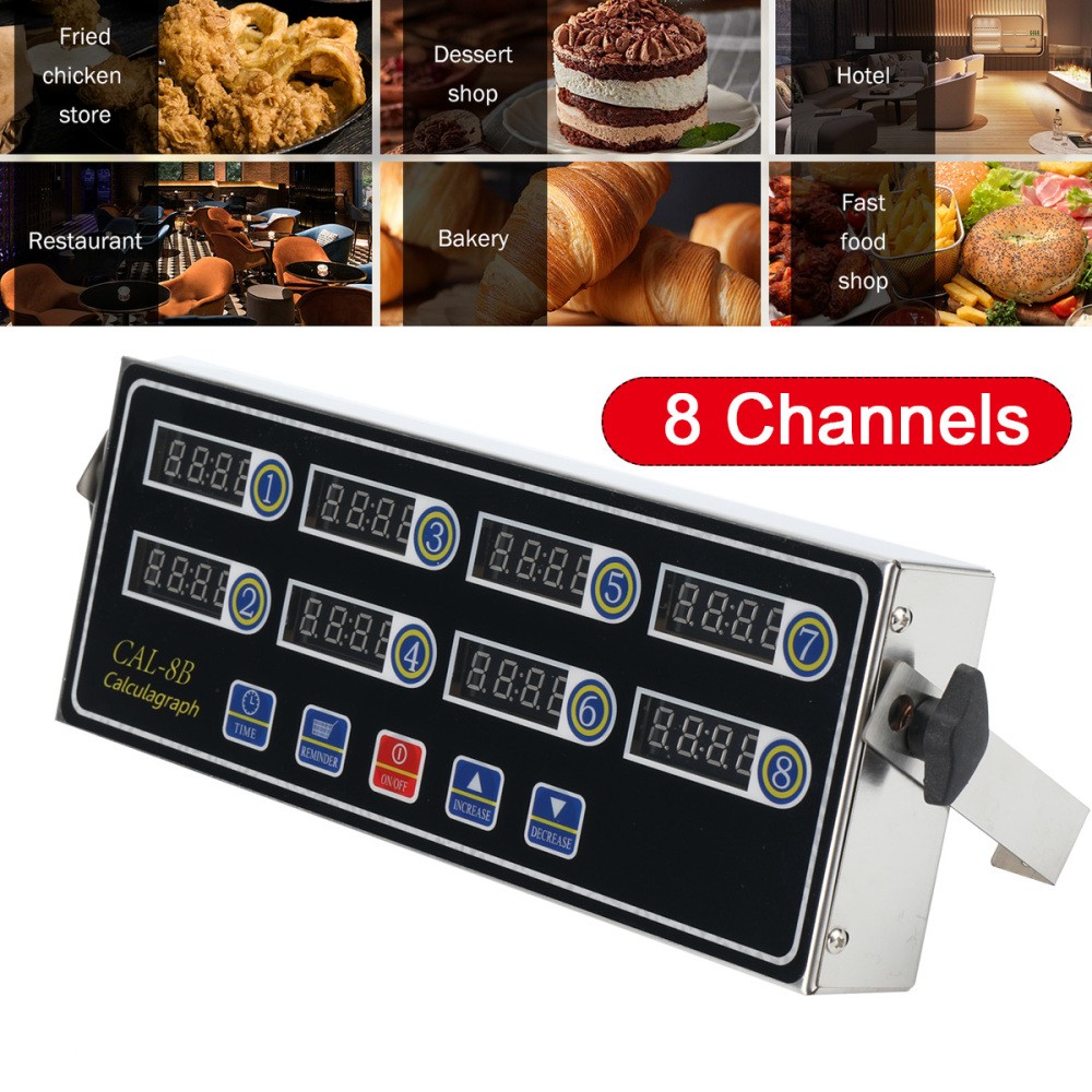 Stainless Steel 8 Channel Kitchen Timers LED Technology Kitchen Timer Digital