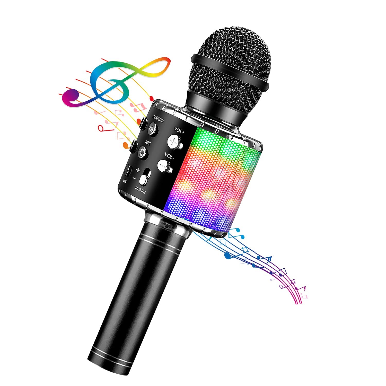 BlueFire 4 in 1 Karaoke Wireless Microphone with LED Lights, Portable Microphone