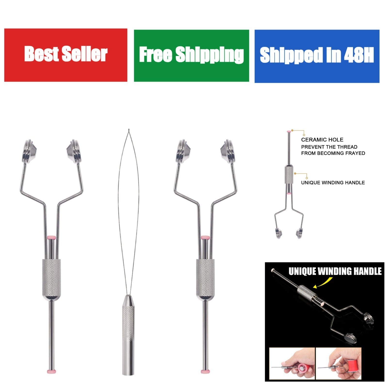 XFISHMAN Fly Tying Bobbin Holder 2 Pack Ceramic Tools Set