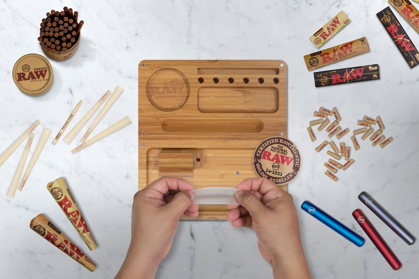 RAW Back Flip Bamboo Rolling Tray