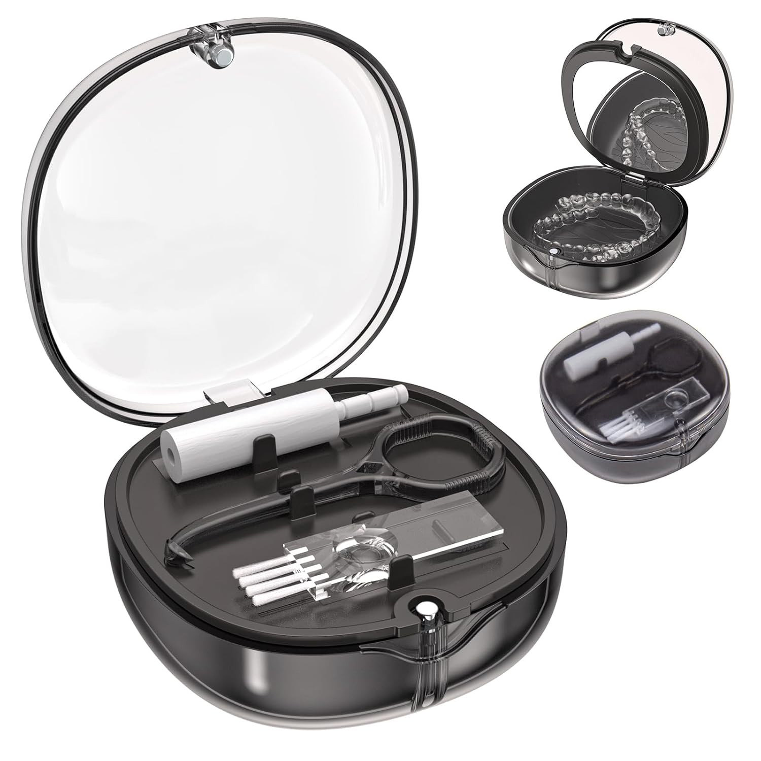 Dental Retainer Box Case Orthodontic Retainer Container with Removal Tool, Chew