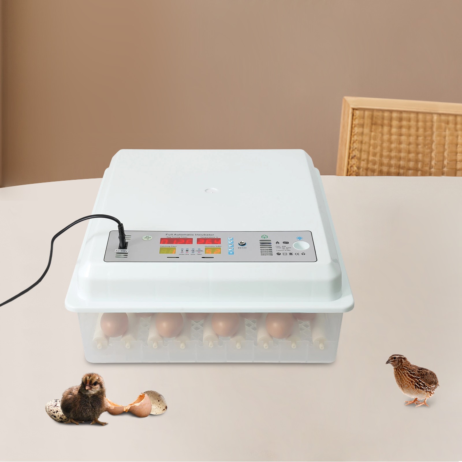 64 Digital Eggs Incubator Egg Hatcher With Temperature Control Automatic Turner