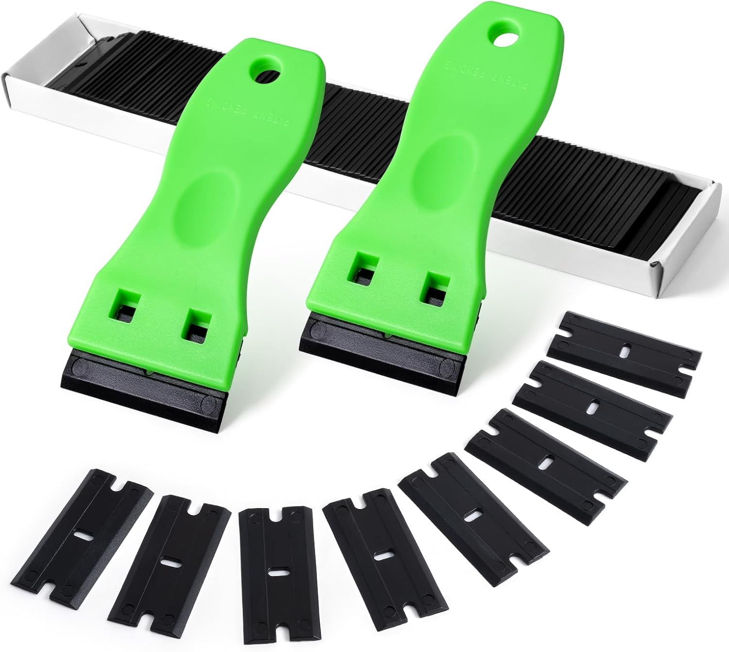 2PCS Plastic Razor Blade Scraper Tool and 100PCS Plastic Blades for Gasket Remov