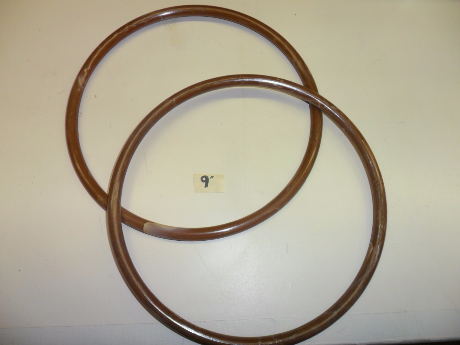 Vintage 9-inch Chocolate Brown and White Swirl Plastic Ring set of 2