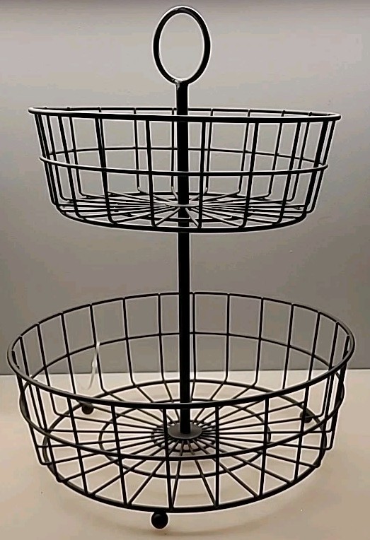 2 Tier Fruit Basket for Kitchen Regal Trunk & Co, Wire Fruit Organizer Bowl f...