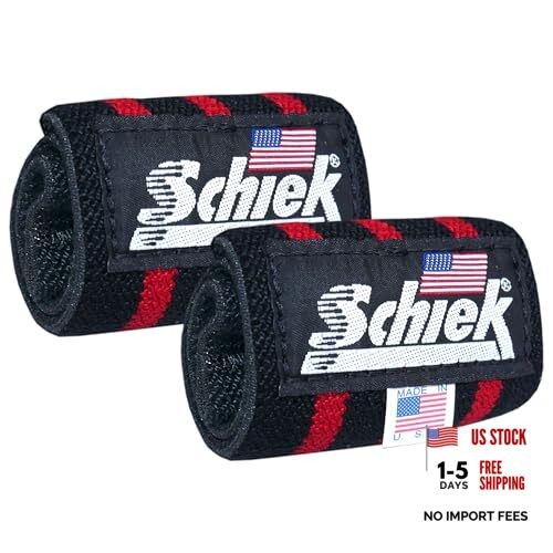 Sports Heavy Duty Model Wrist Wraps - Gym 12 Inch (Pack of 1) Black/Red