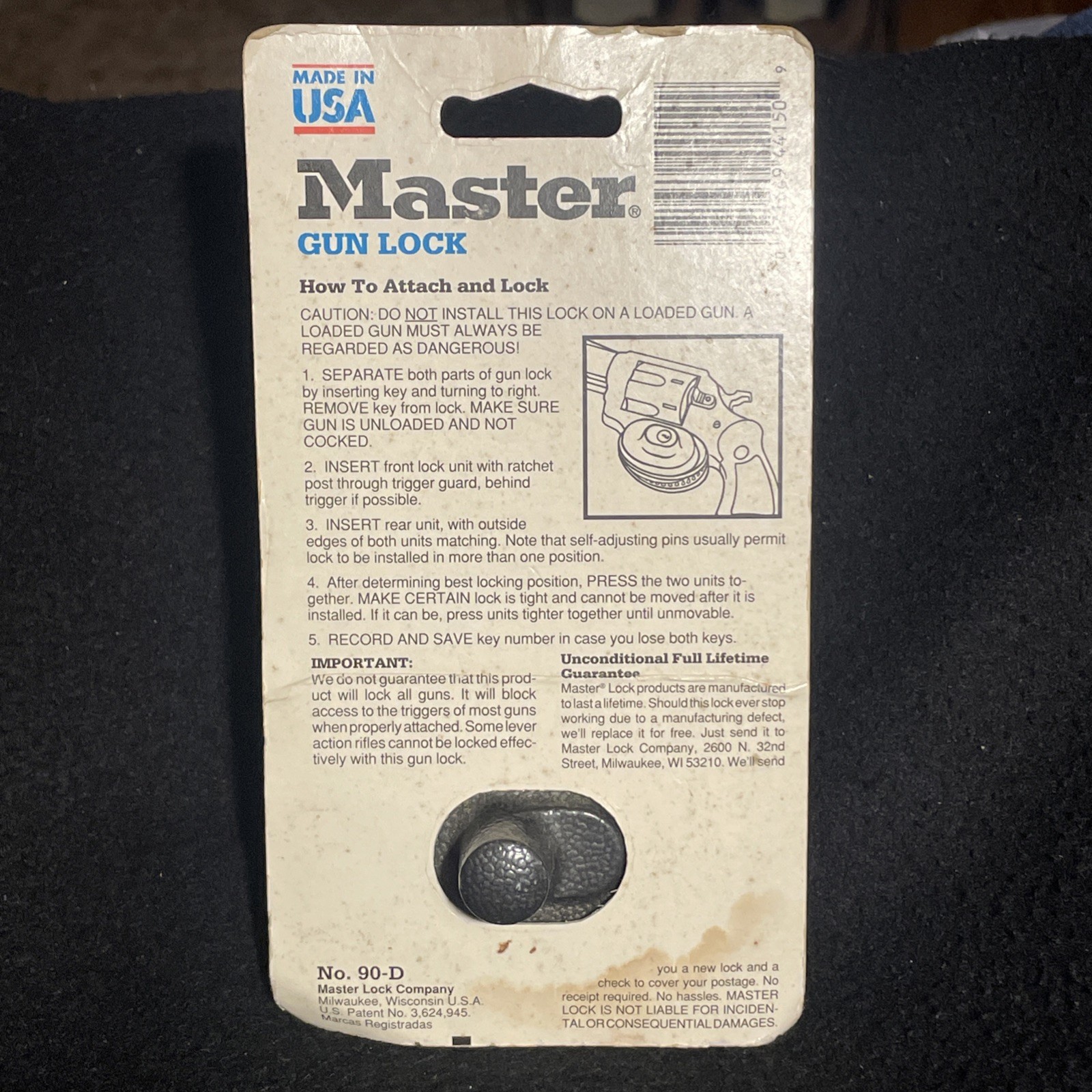 MASTER LOCK Gun Trigger Lock Keyed 90D NIP NOS. Rand New