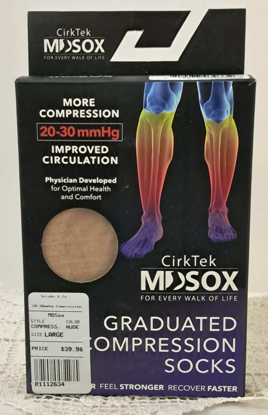 CirkTek MDSOX GRADUATED COMPRESSION SOCKS SIZE LARGE NEW