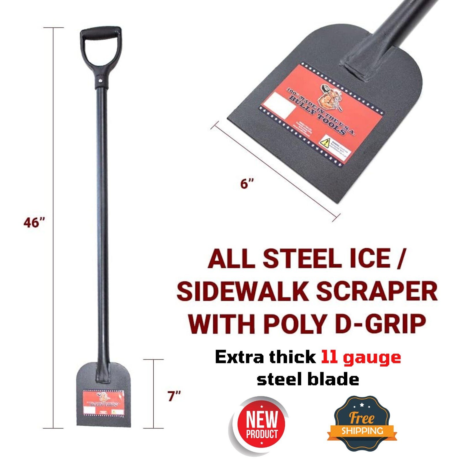 Heavy Duty Steel Ice Scraper/Chopper for Breaking Ice Winter Sidewalk Driveway