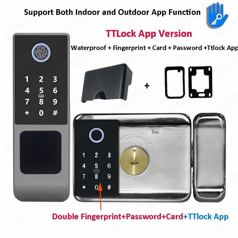 Smart Tuya Lock Waterproof Fingerprint Wifi Double Rim APP Card Digital Code
