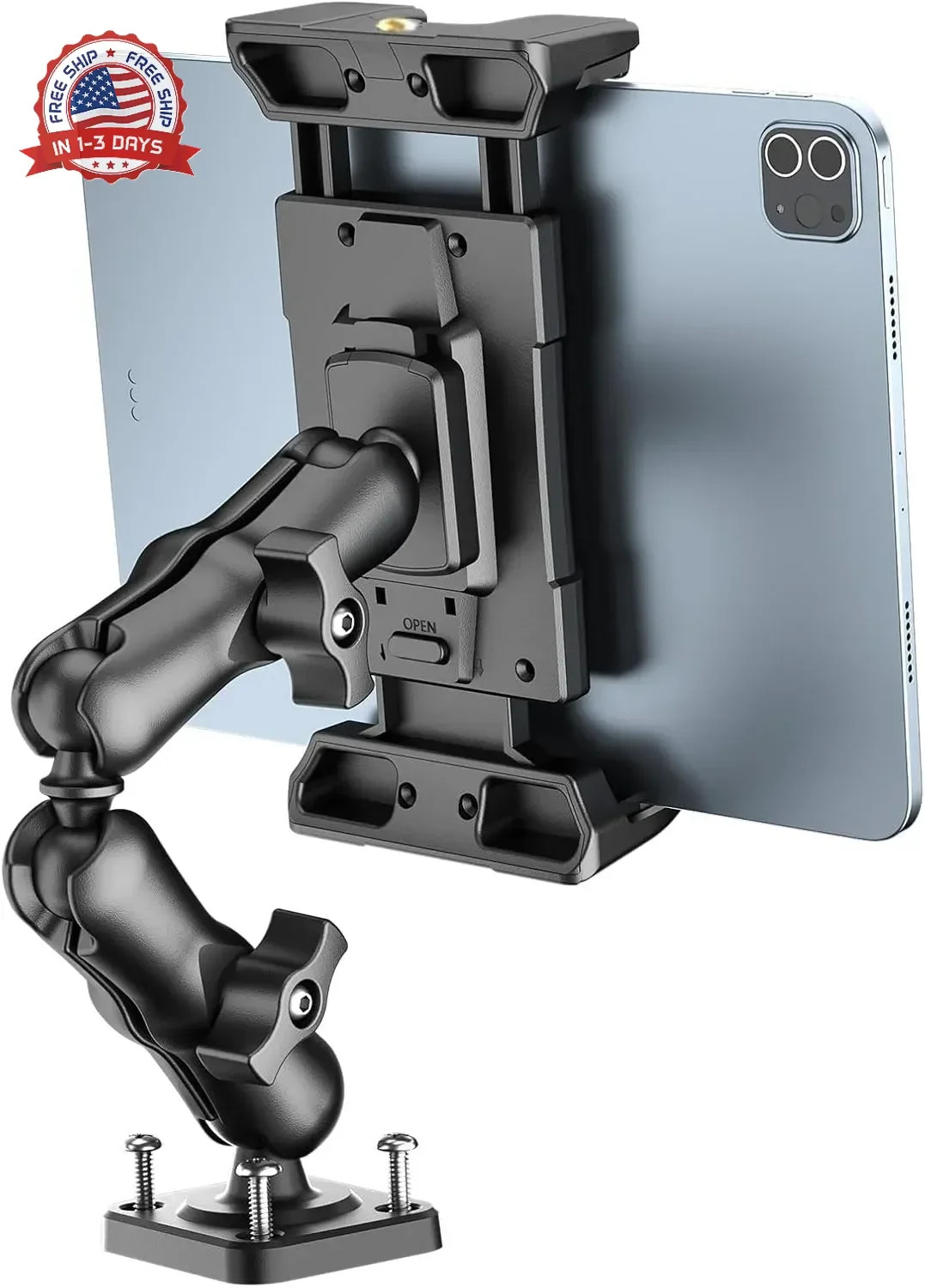 Heavy Duty Tablet Mount Drill Base Holder 5-13 Inch Device Car Dashboard